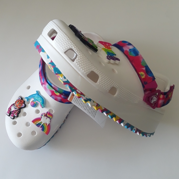 (New) Crocs Hiker Clogs (W10/M8) & Lisa Frank Jibbitz Set - Picture 4 of 11